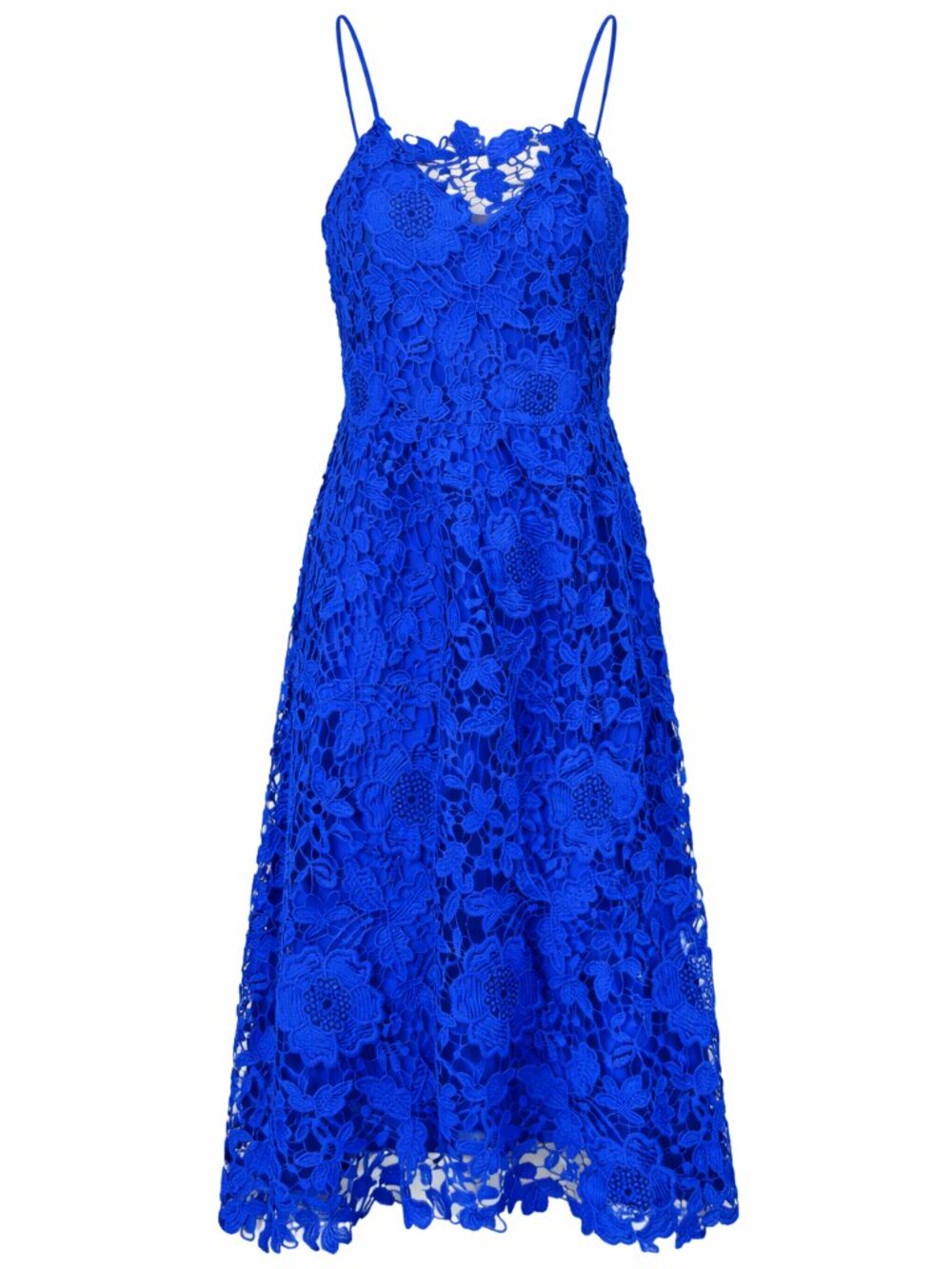 ZARA Cobalt Blue Crochet Floral Lace Midi Dress #5317B - Size SM